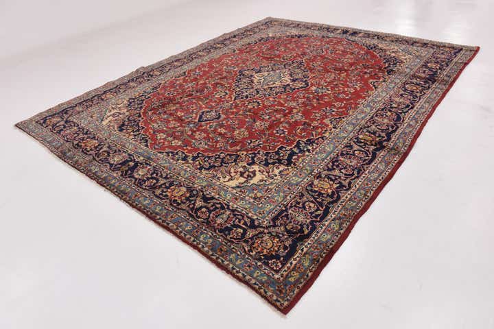 9' 10 x 12' 9 Hand Knotted Kashan Persian Wool Rug