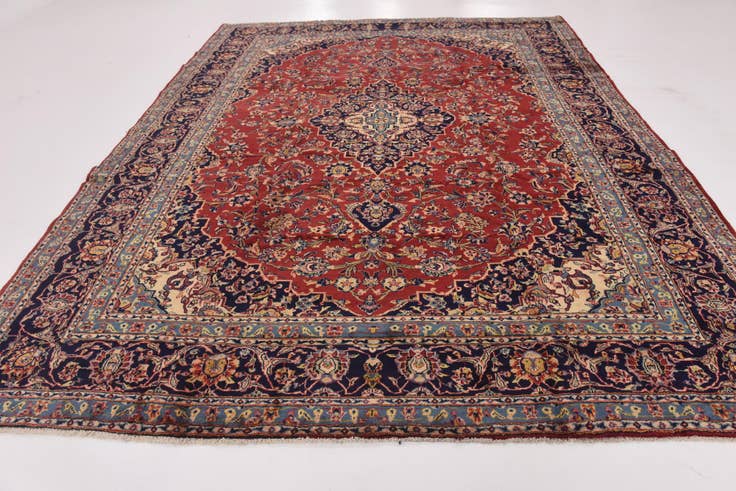 Detail image of 9' 10 x 12' 9 Hand Knotted Kashan Persian Wool Rug