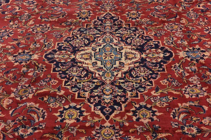 Detail image of 9' 10 x 12' 9 Hand Knotted Kashan Persian Wool Rug