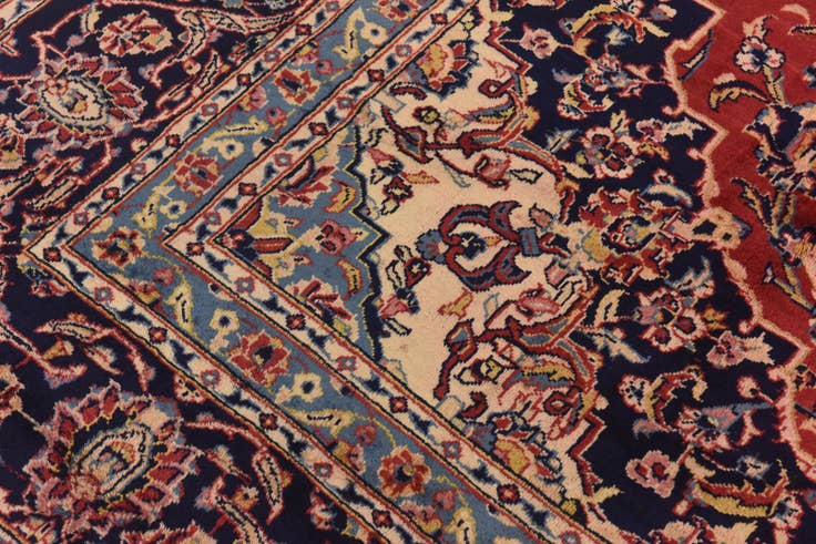 Detail image of 9' 10 x 12' 9 Hand Knotted Kashan Persian Wool Rug