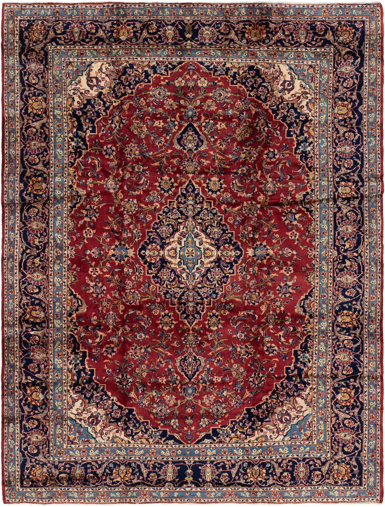 9' 10 x 12' 9 Hand Knotted Kashan Persian Wool Rug