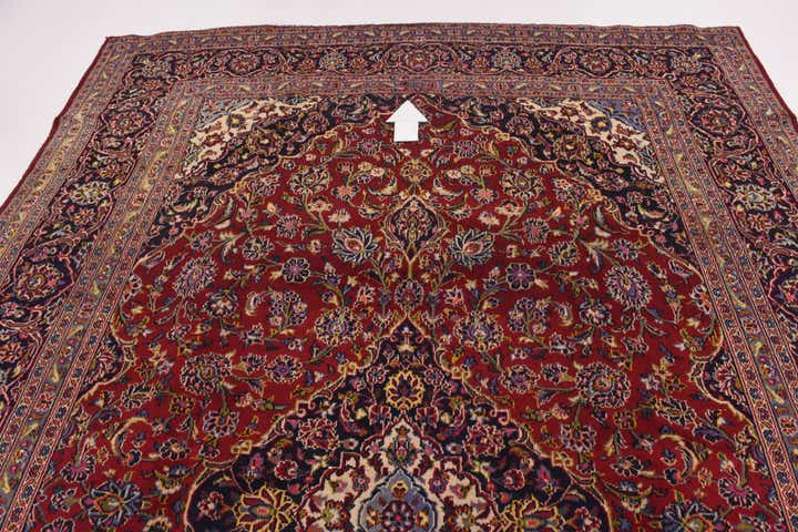 9' 6 x 13' 6 Hand Knotted Kashan Persian Wool Rug
