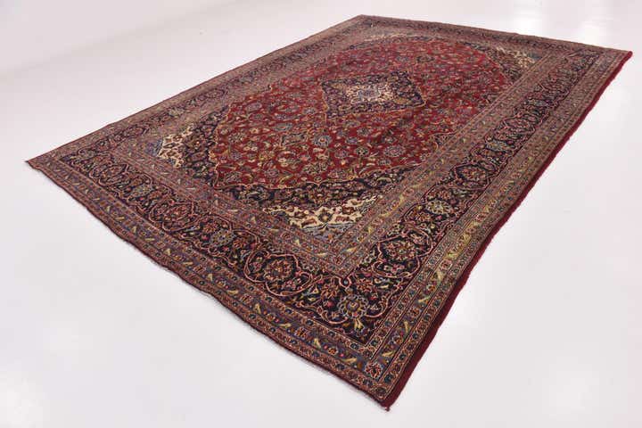 9' 6 x 13' 6 Hand Knotted Kashan Persian Wool Rug