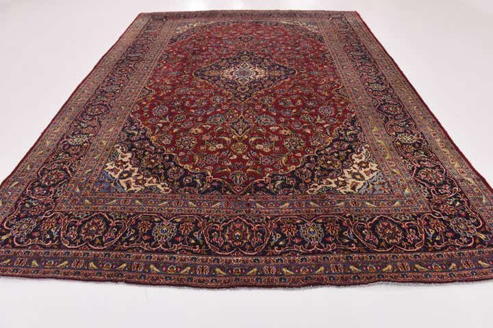 9' 6 x 13' 6 Hand Knotted Kashan Persian Wool Rug
