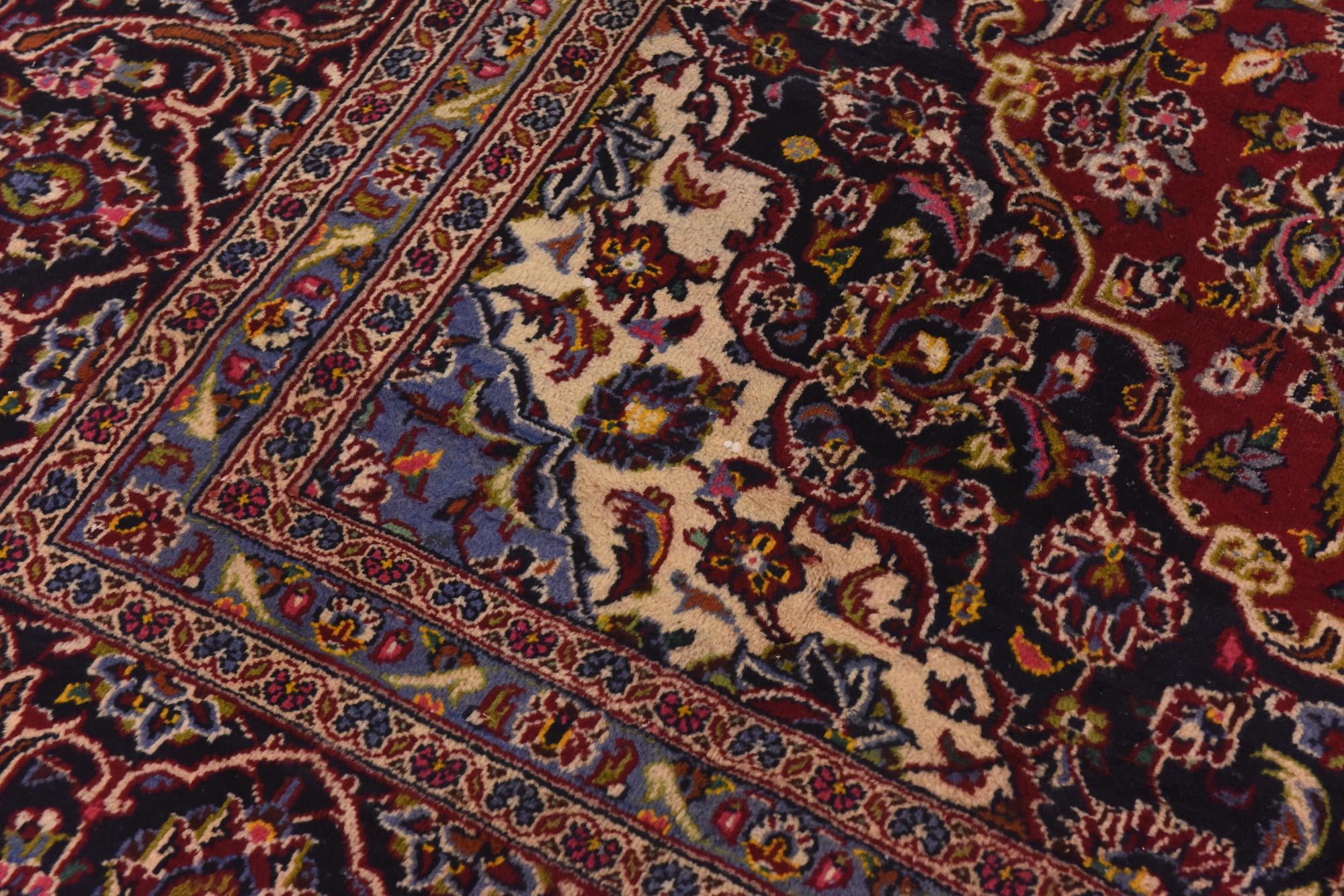9' 6 x 13' 6 Hand Knotted Kashan Persian Wool Rug