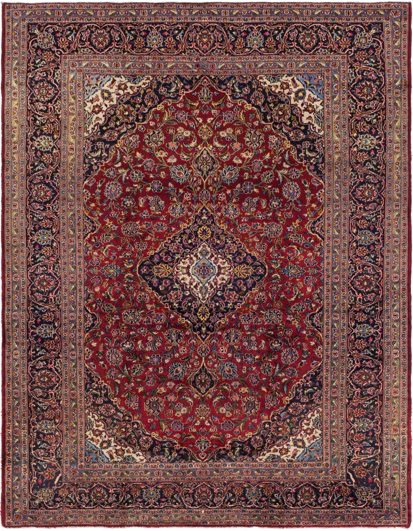 9' 6 x 13' 6 Hand Knotted Kashan Persian Wool Rug
