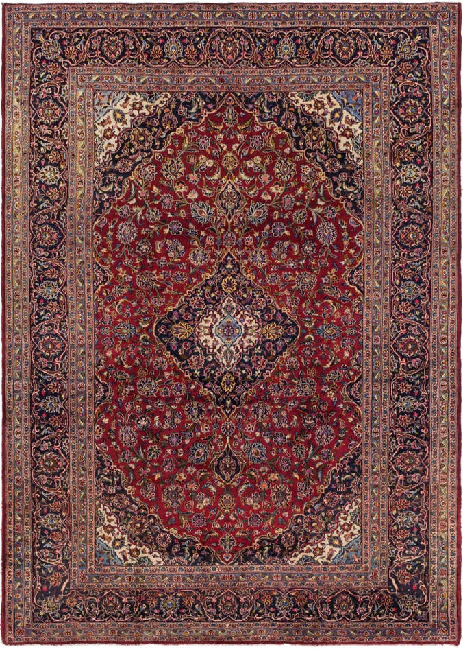 Detail image of 9' 6 x 13' 6 Hand Knotted Kashan Persian Wool Rug