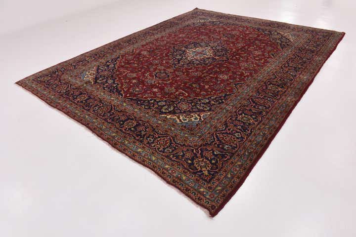 9' 9 x 12' 9 Hand Knotted Kashan Persian Wool Rug