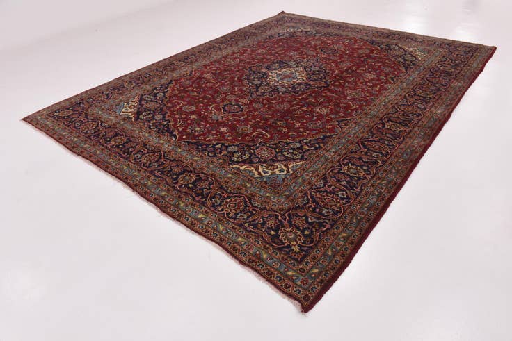 Detail image of 9' 9 x 12' 9 Hand Knotted Kashan Persian Wool Rug