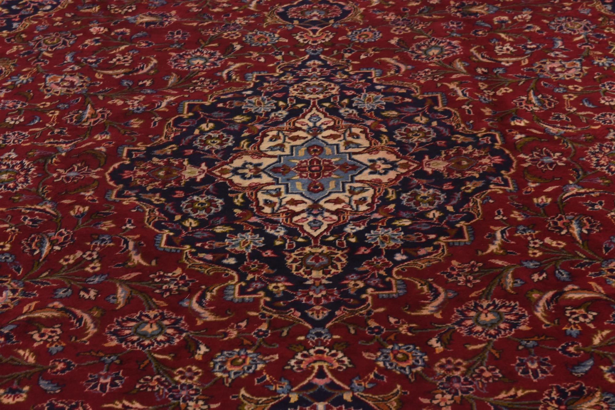 9' 9 x 12' 9 Hand Knotted Kashan Persian Wool Rug