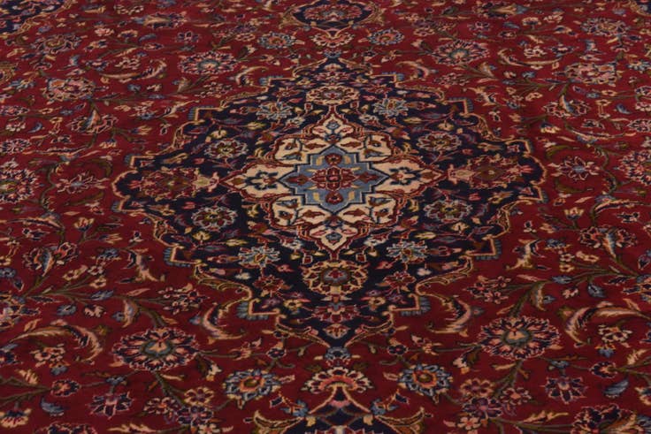 Detail image of 9' 9 x 12' 9 Hand Knotted Kashan Persian Wool Rug