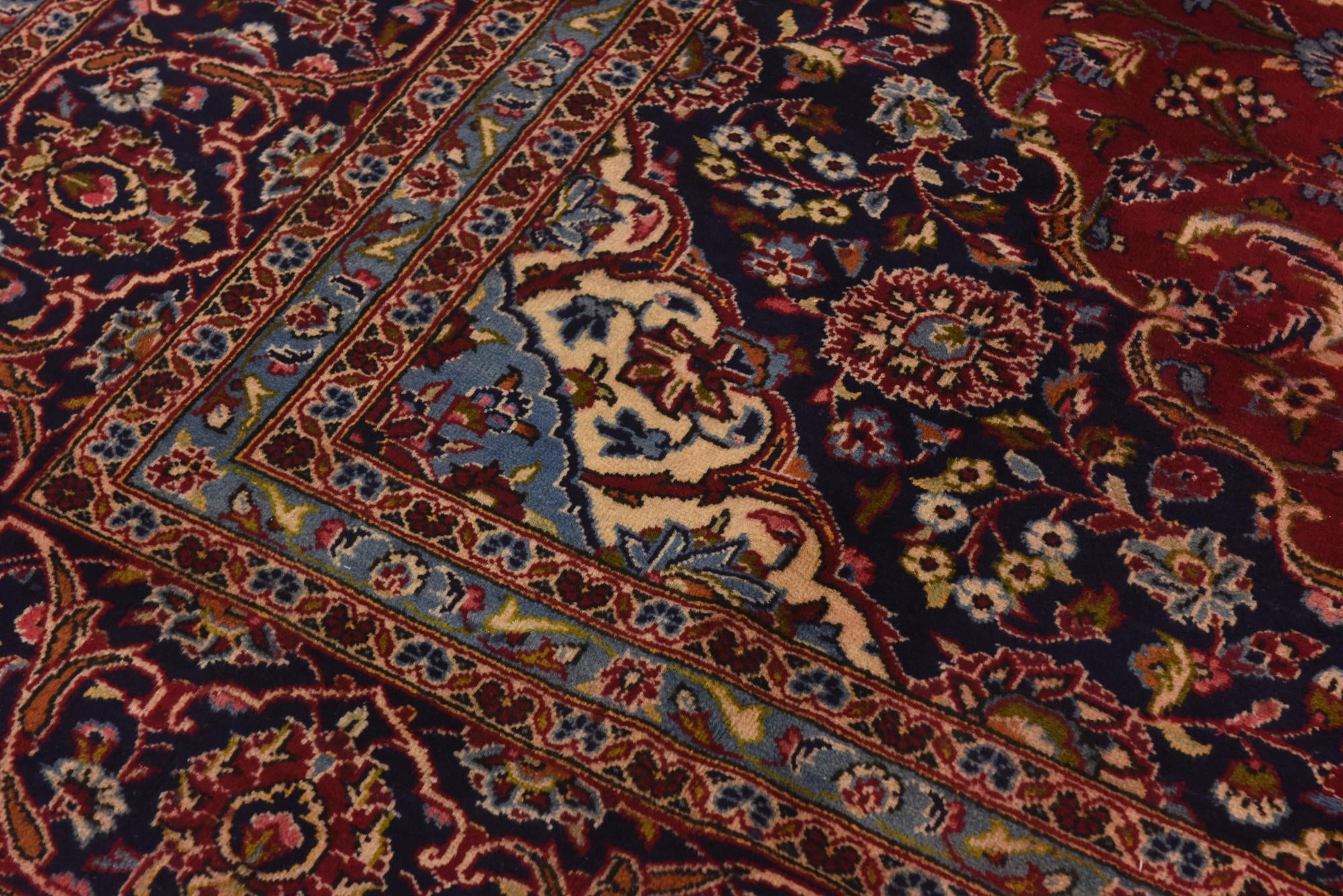 9' 9 x 12' 9 Hand Knotted Kashan Persian Wool Rug