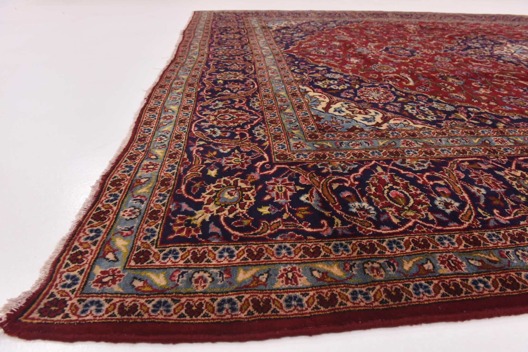 9' 9 x 12' 9 Hand Knotted Kashan Persian Wool Rug