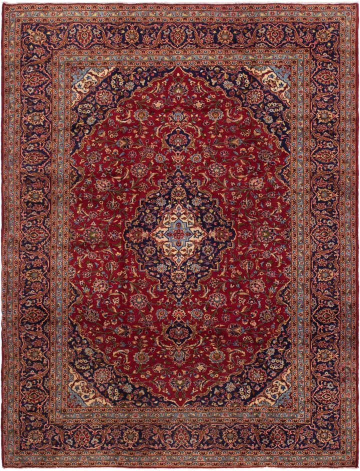 9' 9 x 12' 9 Hand Knotted Kashan Persian Wool Rug