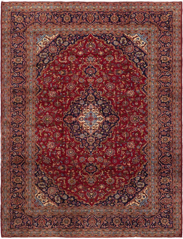 Detail image of 9' 9 x 12' 9 Hand Knotted Kashan Persian Wool Rug