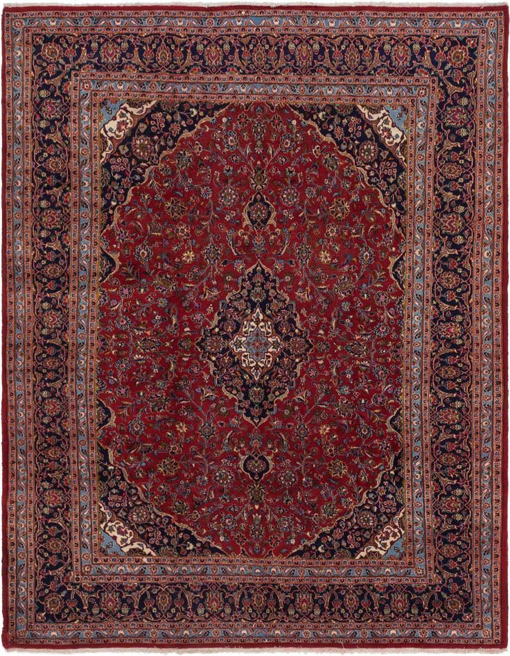 Detail image of 9' 10 x 13' Hand Knotted Kashan Persian Wool Rug