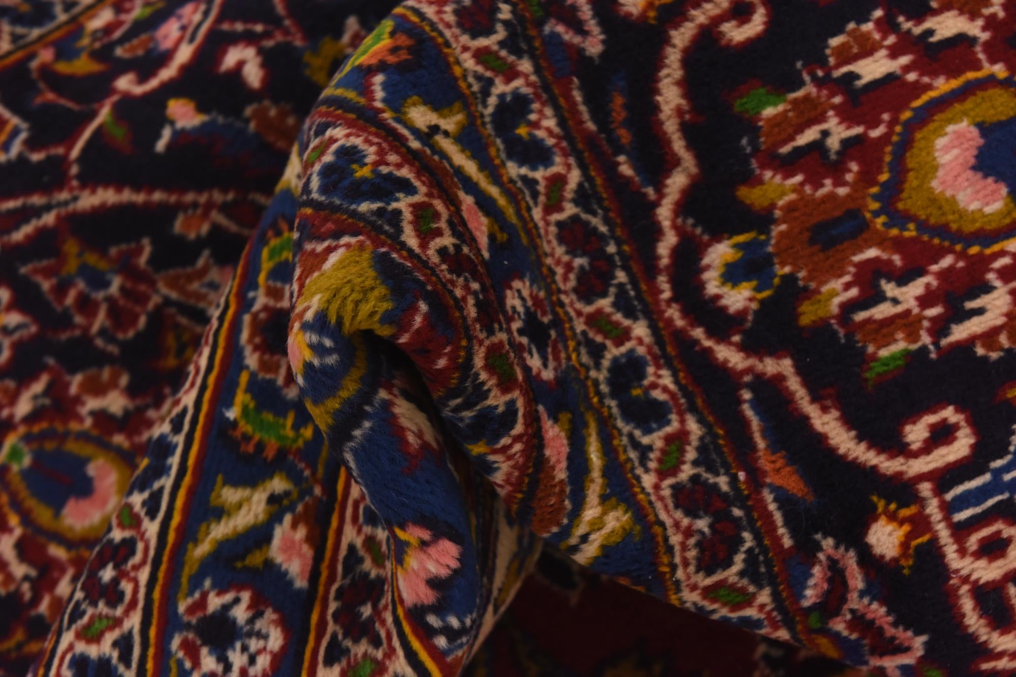 9' 7 x 12' 10 Hand Knotted Kashan Persian Wool Rug
