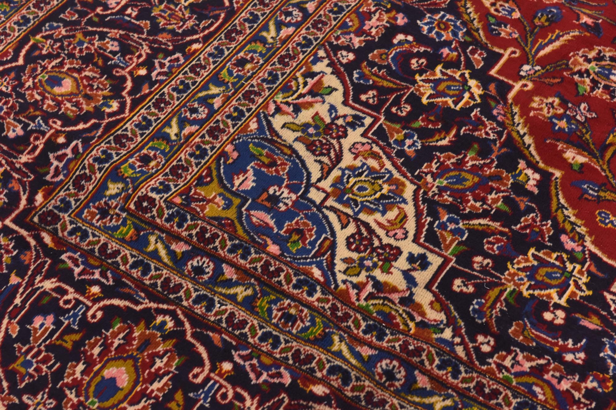 9' 7 x 12' 10 Hand Knotted Kashan Persian Wool Rug
