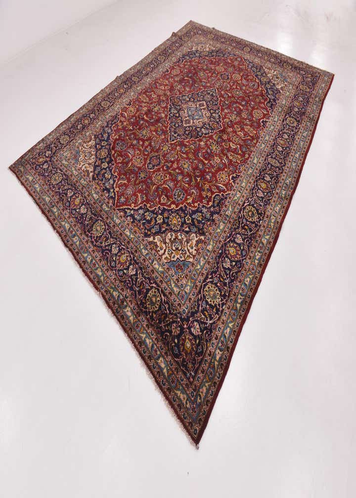 9' 7 x 12' 10 Hand Knotted Kashan Persian Wool Rug
