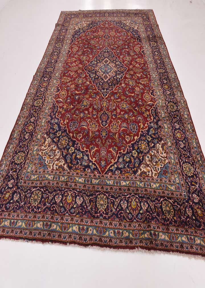 9' 7 x 12' 10 Hand Knotted Kashan Persian Wool Rug
