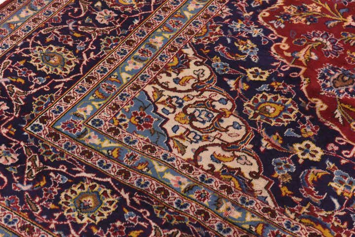 9' 7 x 12' 10 Hand Knotted Kashan Persian Wool Rug