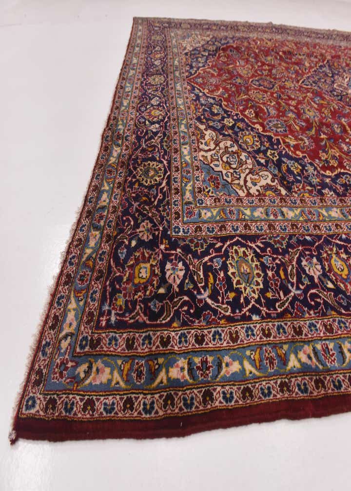 9' 7 x 12' 10 Hand Knotted Kashan Persian Wool Rug