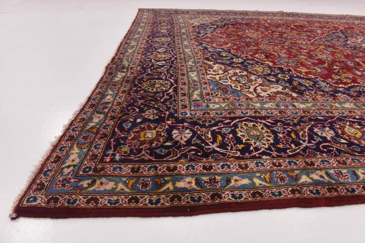 Detail image of 9' 7 x 12' 10 Hand Knotted Kashan Persian Wool Rug