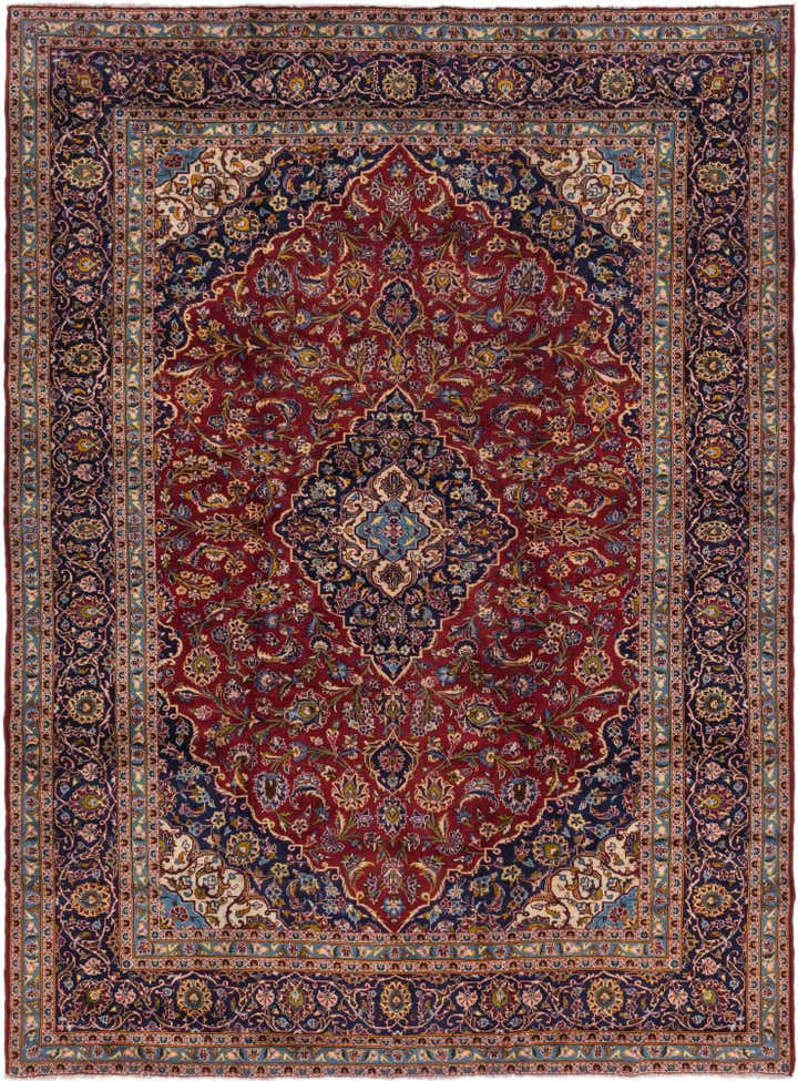 9' 7 x 12' 10 Hand Knotted Kashan Persian Wool Rug