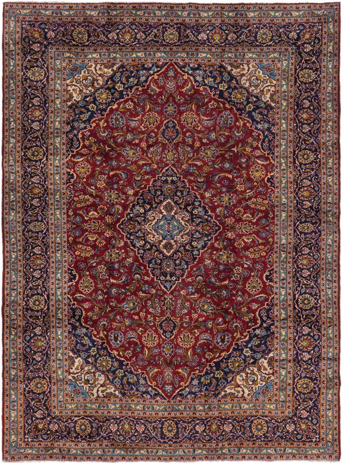 Detail image of 9' 7 x 12' 10 Hand Knotted Kashan Persian Wool Rug
