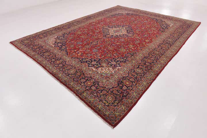 9' 9 x 13' 3 Hand Knotted Kashan Persian Wool Rug