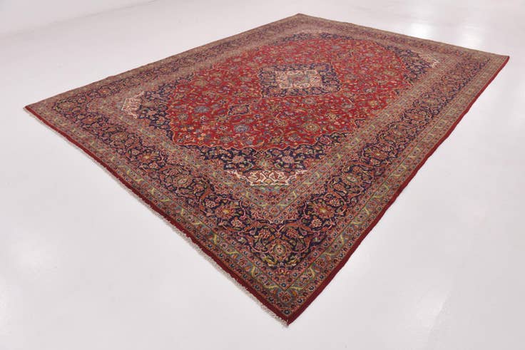 Detail image of 9' 9 x 13' 3 Hand Knotted Kashan Persian Wool Rug