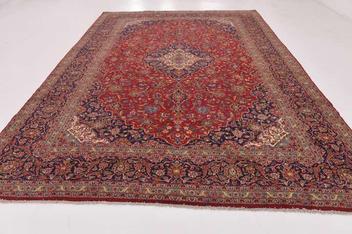 9' 9 x 13' 3 Hand Knotted Kashan Persian Wool Rug