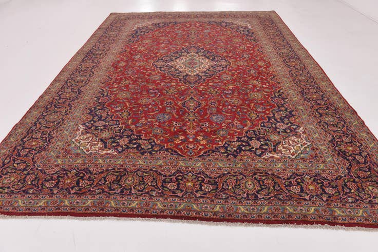 Detail image of 9' 9 x 13' 3 Hand Knotted Kashan Persian Wool Rug