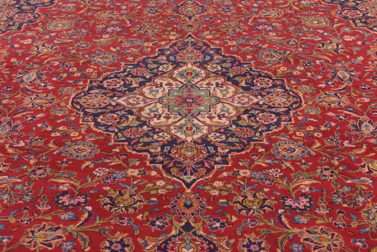 Detail image of 9' 9 x 13' 3 Hand Knotted Kashan Persian Wool Rug