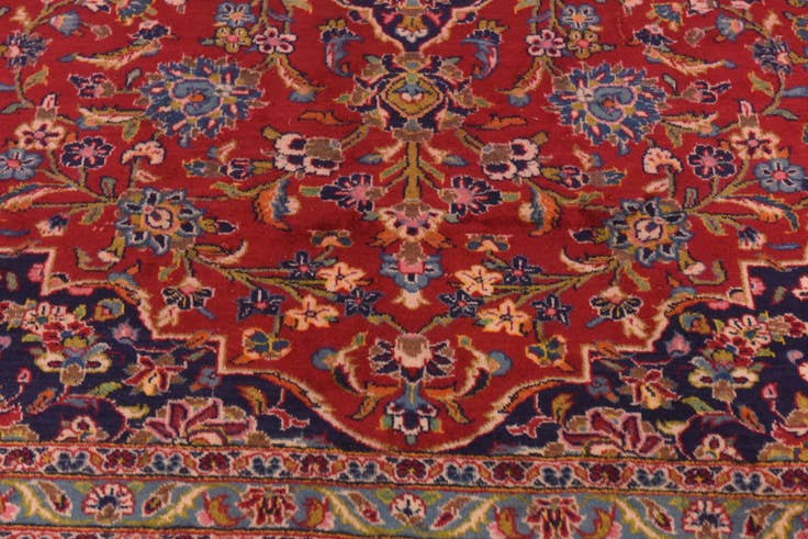 Detail image of 9' 9 x 13' 3 Hand Knotted Kashan Persian Wool Rug