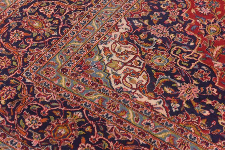 9' 9 x 13' 3 Hand Knotted Kashan Persian Wool Rug