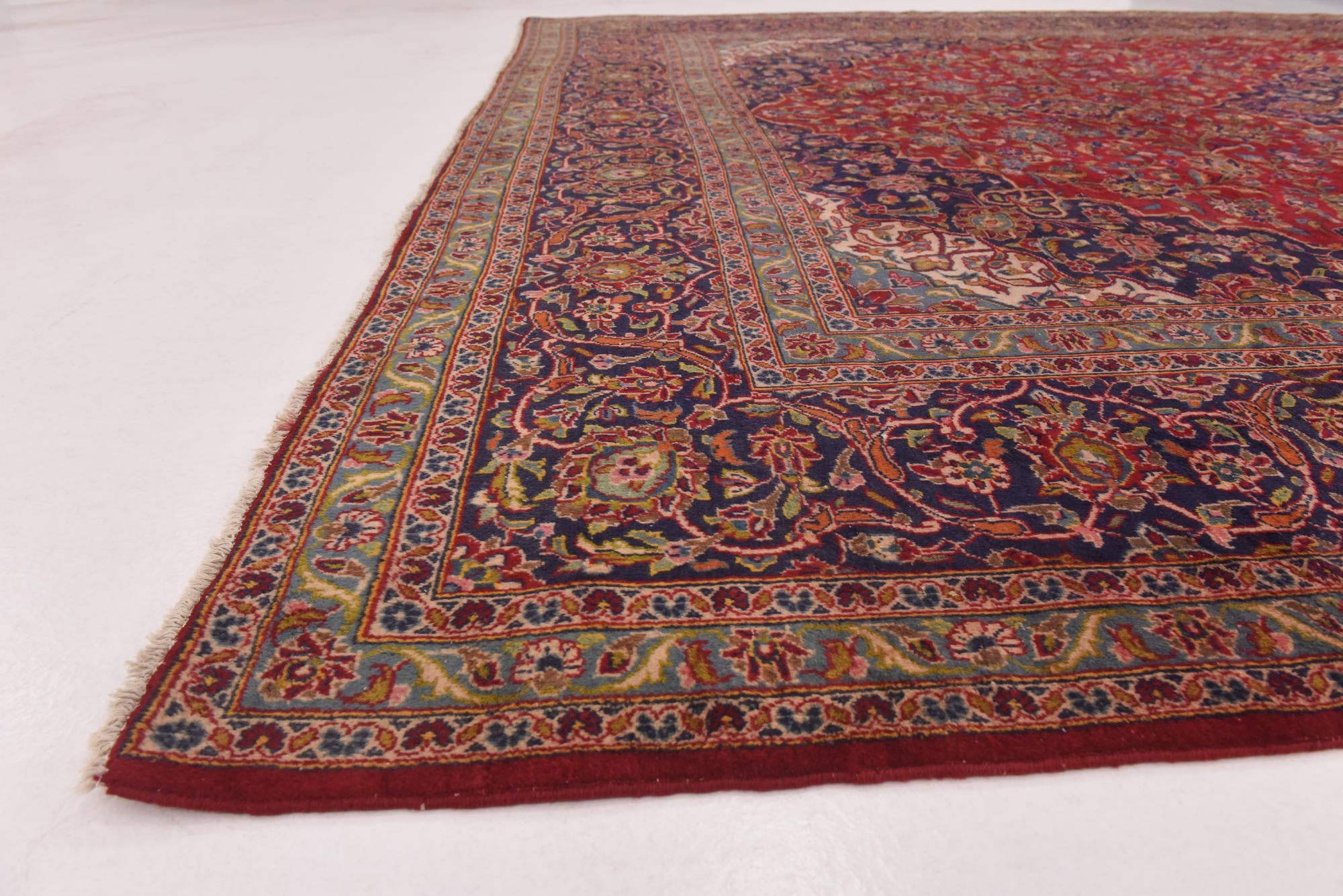 9' 9 x 13' 3 Hand Knotted Kashan Persian Wool Rug