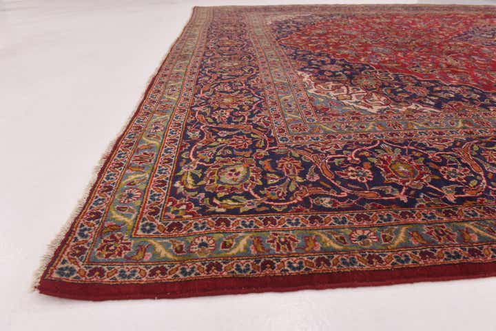 9' 9 x 13' 3 Hand Knotted Kashan Persian Wool Rug