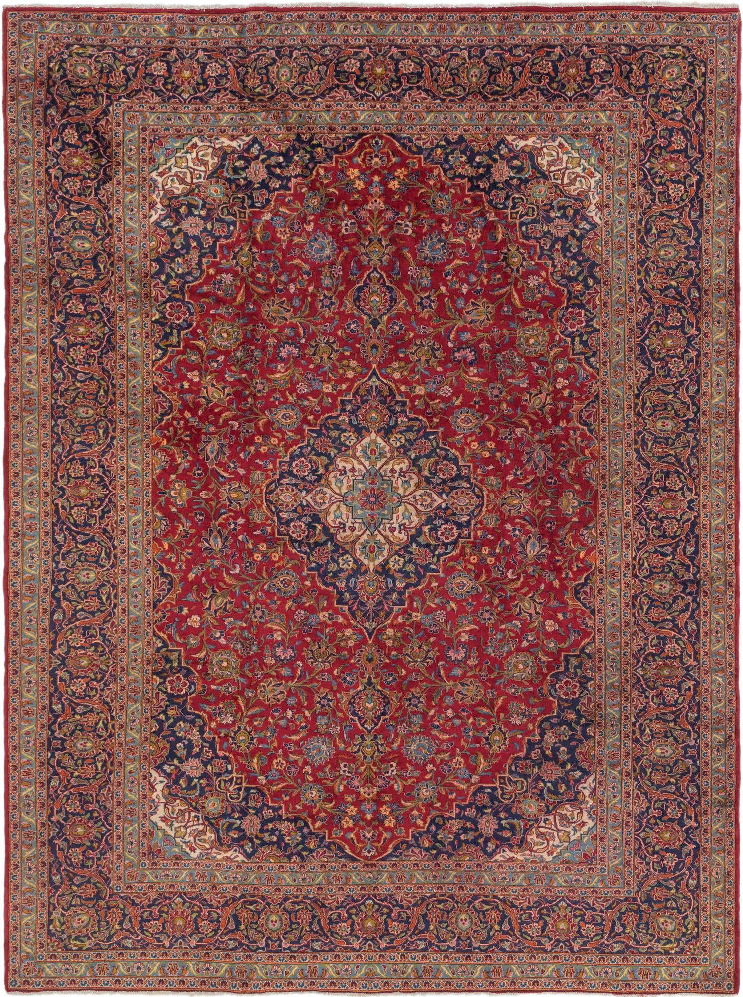 9' 9 x 13' 3 Hand Knotted Kashan Persian Wool Rug