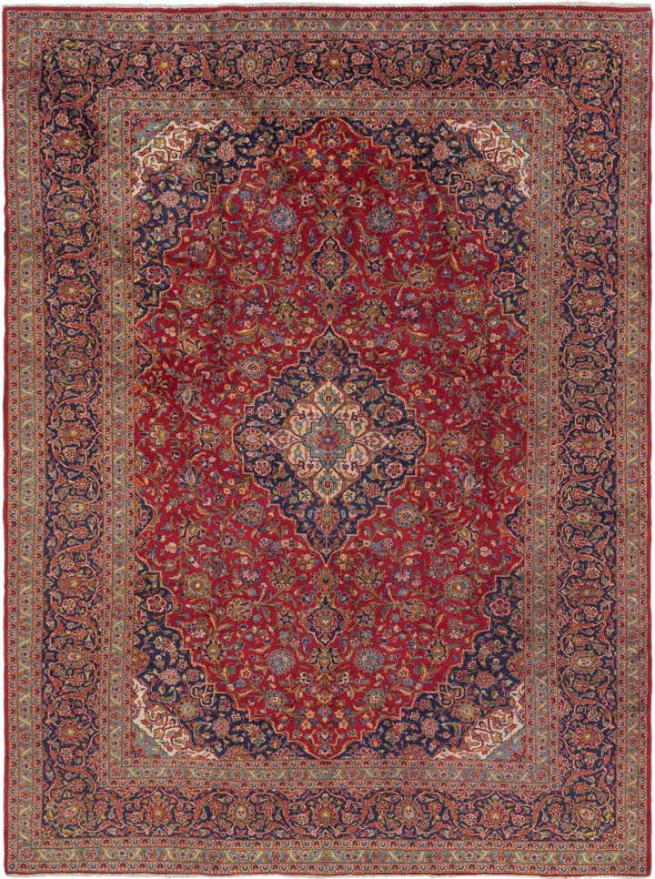 9' 9 x 13' 3 Hand Knotted Kashan Persian Wool Rug