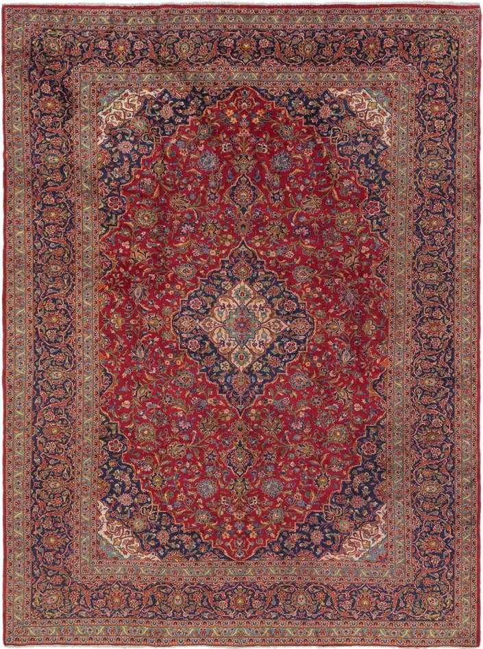 Detail image of 9' 9 x 13' 3 Hand Knotted Kashan Persian Wool Rug