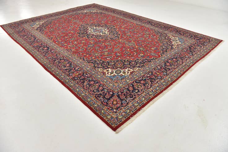 Detail image of 9' 8 x 13' Hand Knotted Kashan Persian Wool Rug