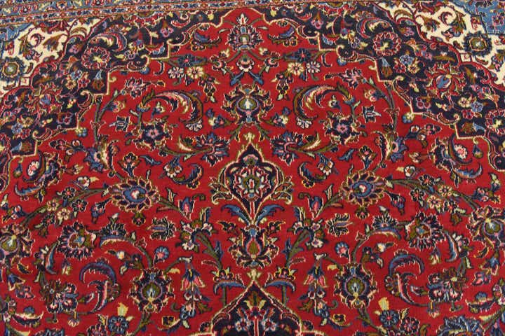9' 8 x 13' Hand Knotted Kashan Persian Wool Rug