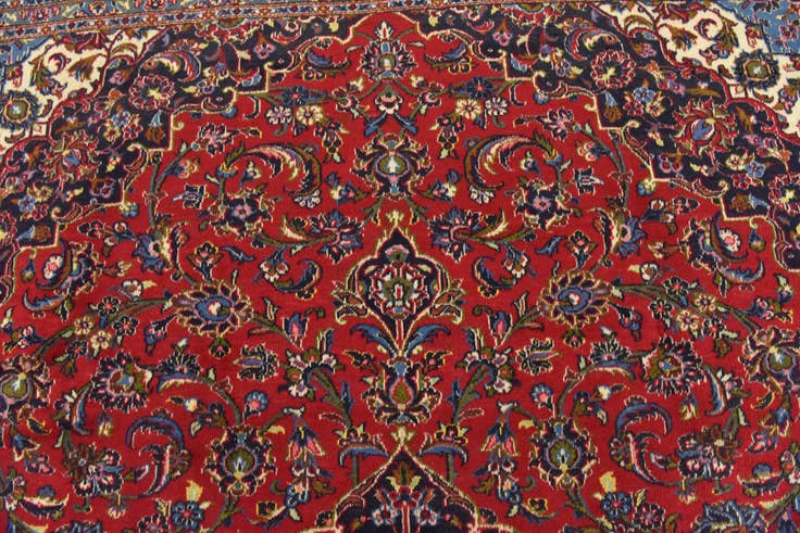 Detail image of 9' 8 x 13' Hand Knotted Kashan Persian Wool Rug