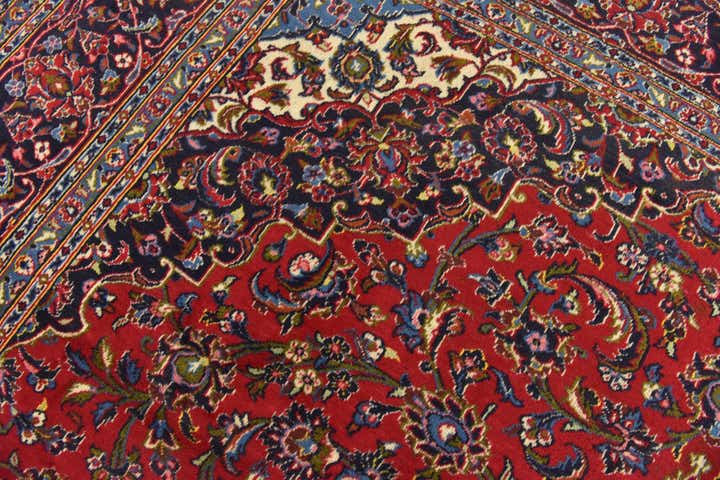 9' 8 x 13' Hand Knotted Kashan Persian Wool Rug