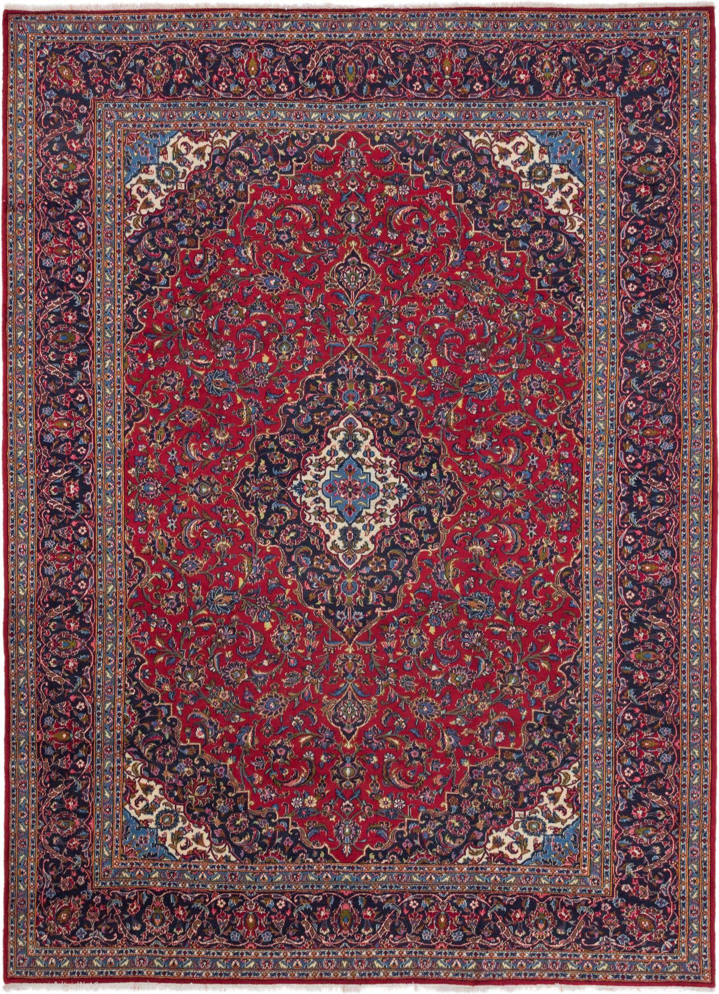 9' 8 x 13' Hand Knotted Kashan Persian Wool Rug