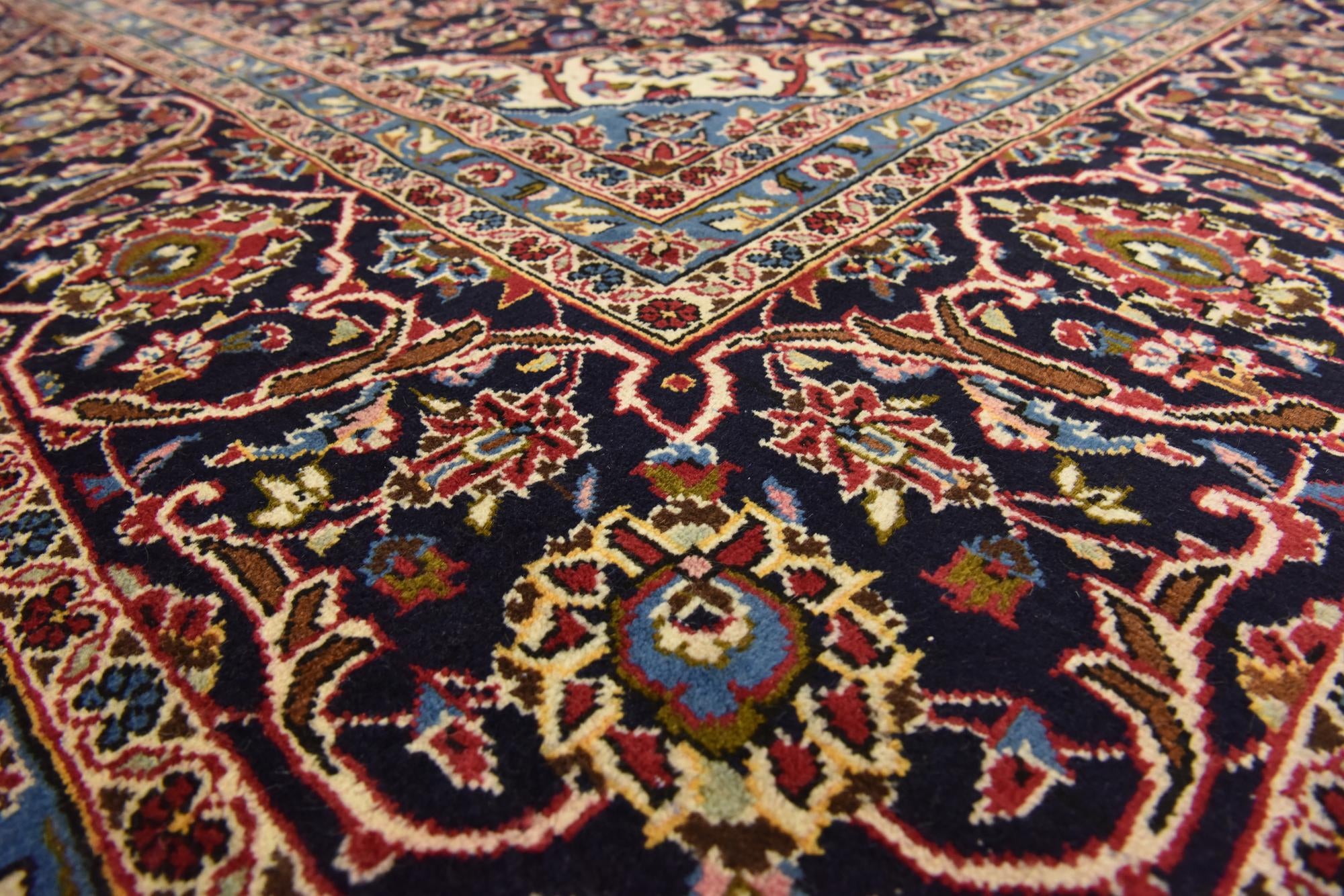 9' 9 x 13' 3 Hand Knotted Kashan Persian Wool Rug