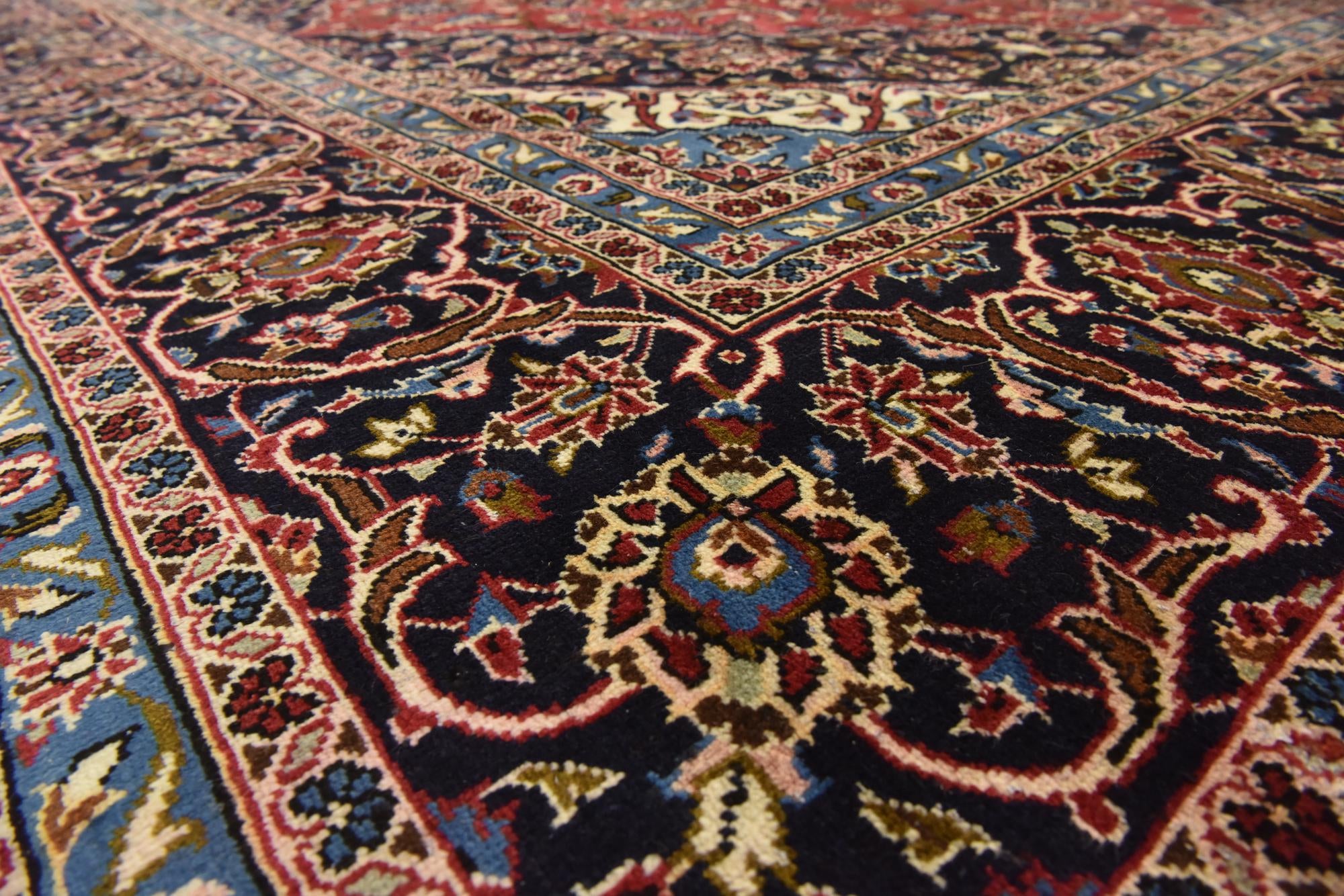 9' 9 x 13' 3 Hand Knotted Kashan Persian Wool Rug