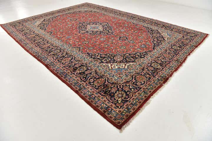 9' 9 x 13' 3 Hand Knotted Kashan Persian Wool Rug