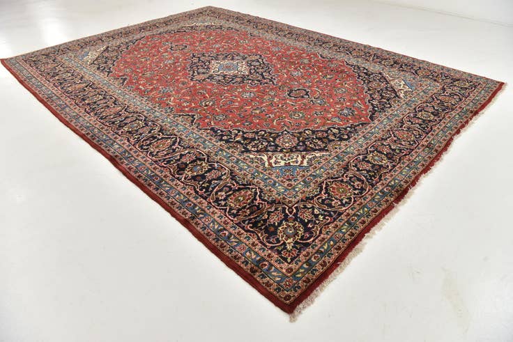 Detail image of 9' 9 x 13' 3 Hand Knotted Kashan Persian Wool Rug